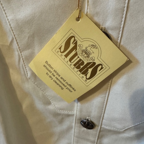 Men's Stubbs Western Wear Cream Long Sleeve Star Button High End Shirt - Picture 4 of 7